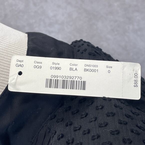 J Crew Blouse Shirt Women Sz 0 Black Button Polka Dot Sheer Burn Out Tuxedo NWT - Picture 4 of 9